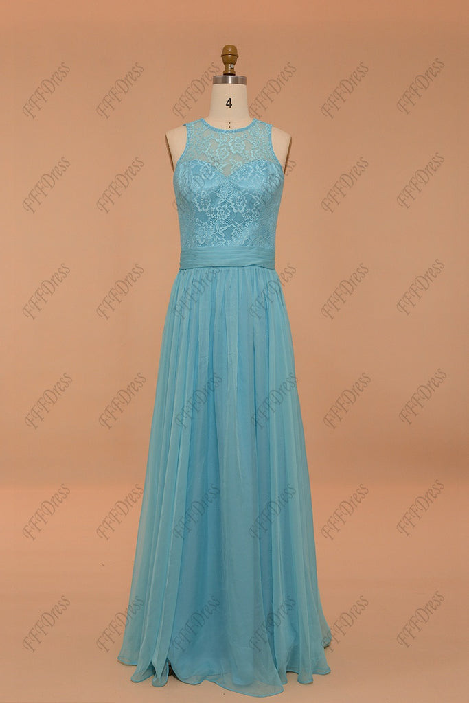 Lace Sky blue bridesmaid dresses long – MyPromDress