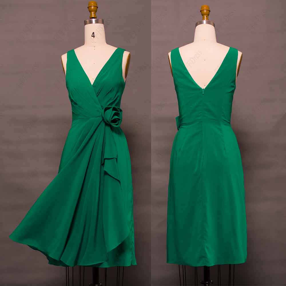 green tea length dress