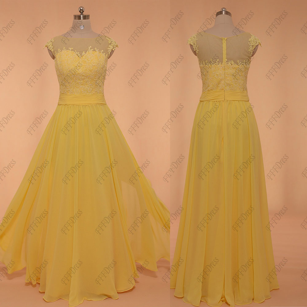 modest yellow prom dresses