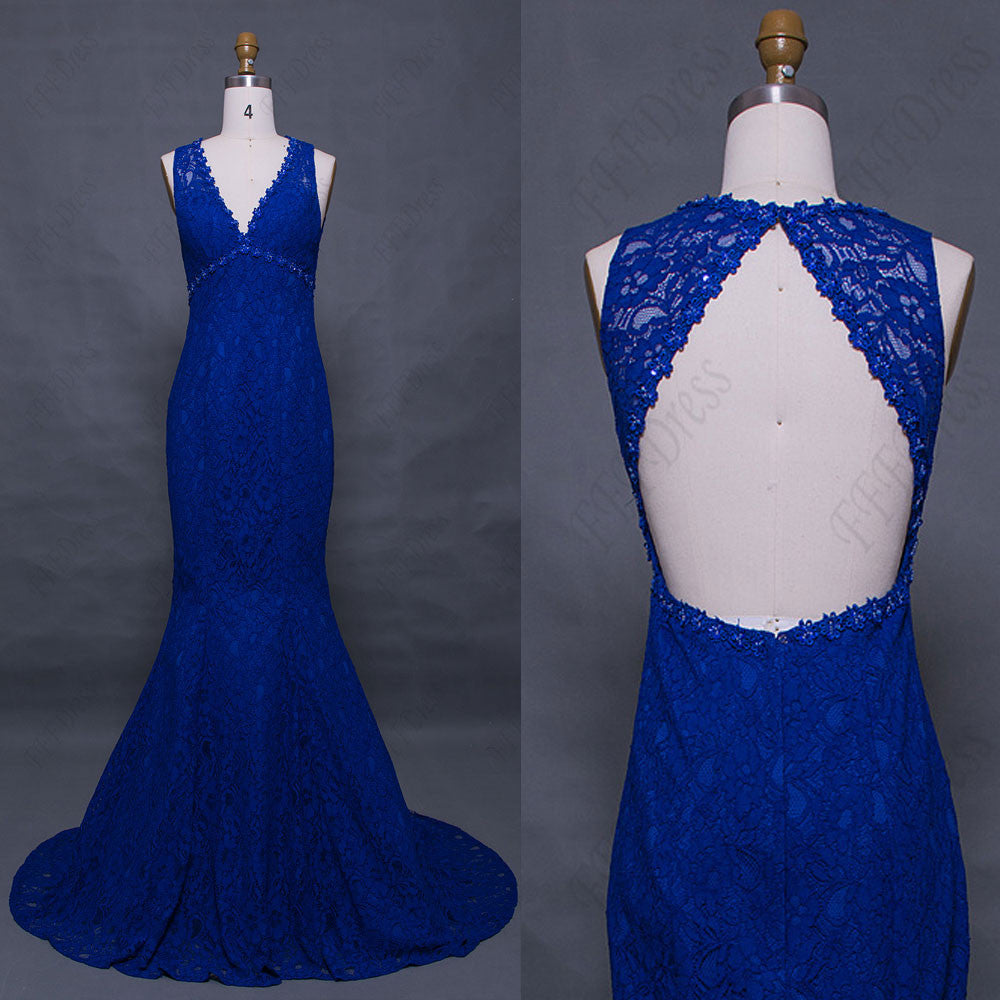 Mermaid Royal blue prom dresses open back – FFFDress