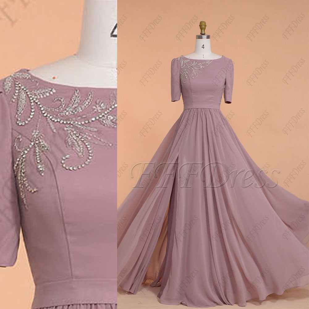 dusty rose bridesmaid dresses long sleeve