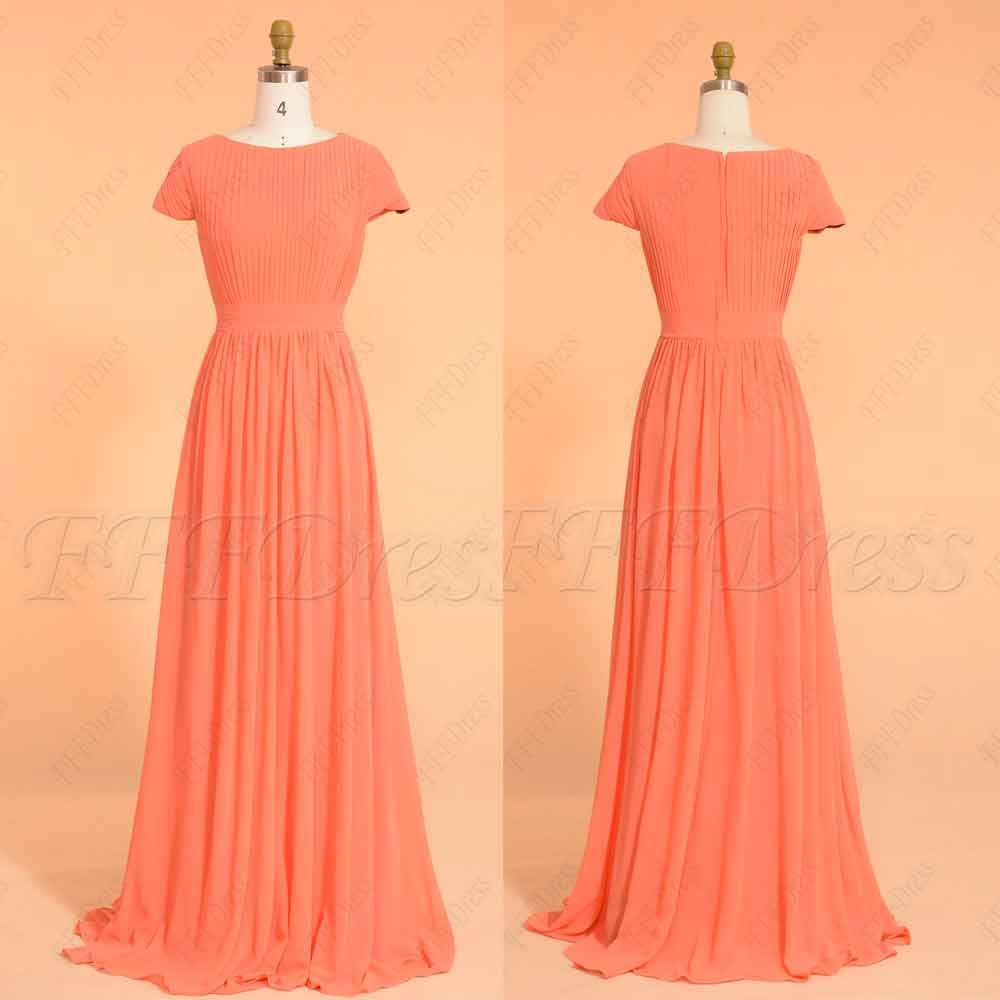 modest coral dress