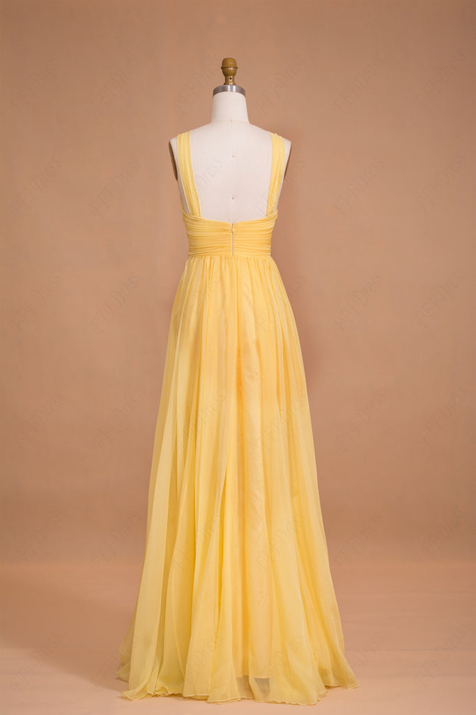 Yellow Long Chiffon Prom Dresses Bridesmaid Dresses – MyPromDress