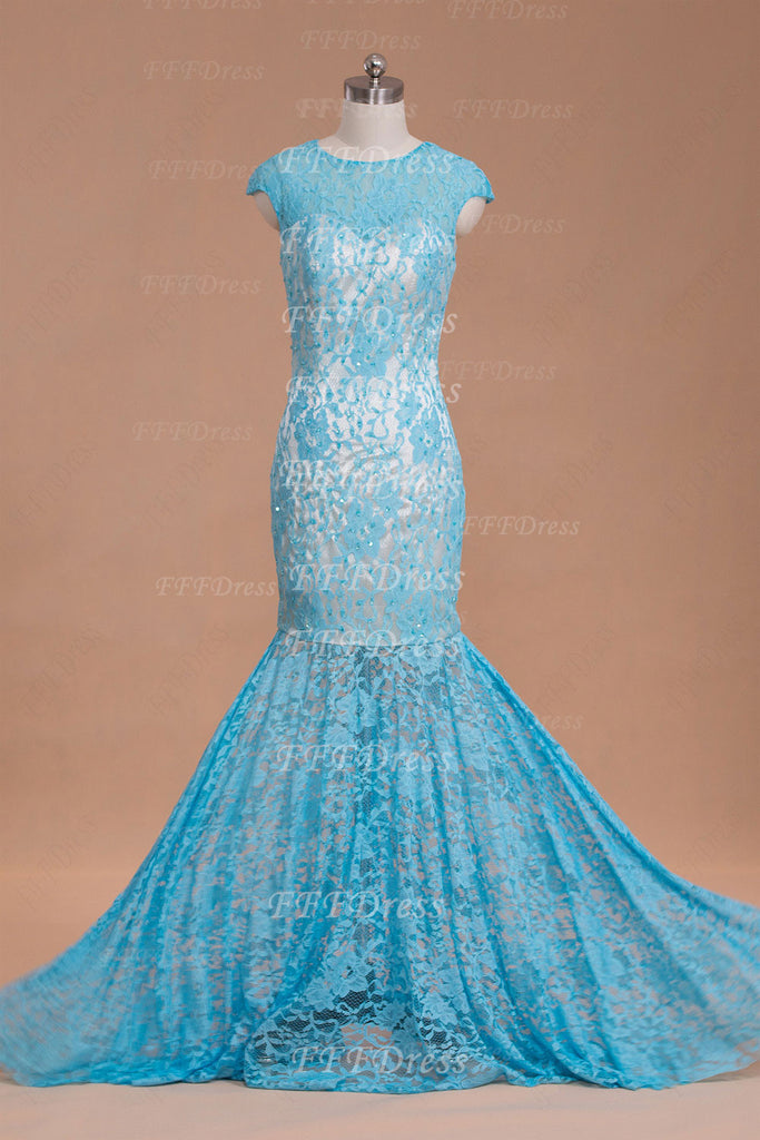 Blue mermaid backless long prom dresses – MyPromDress
