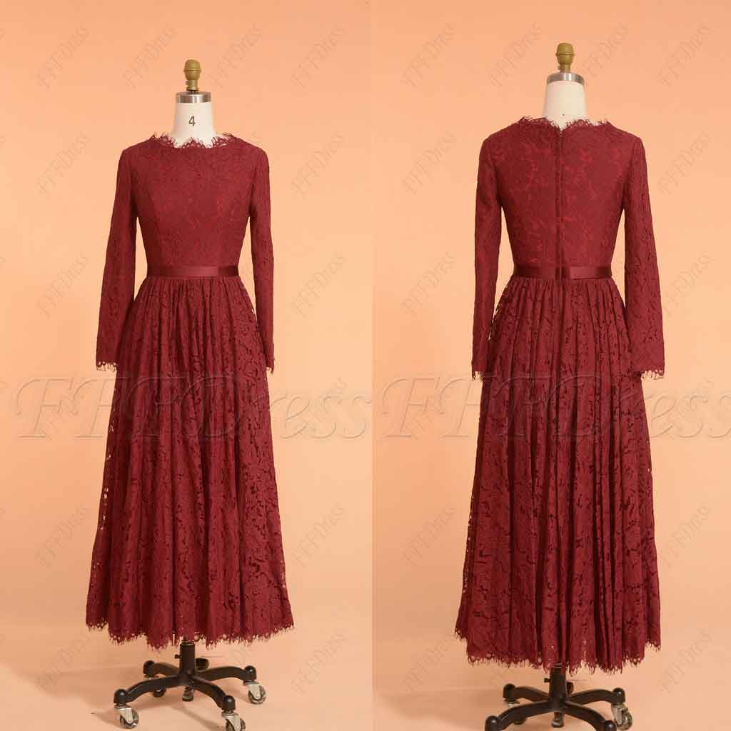 burgundy dress modest