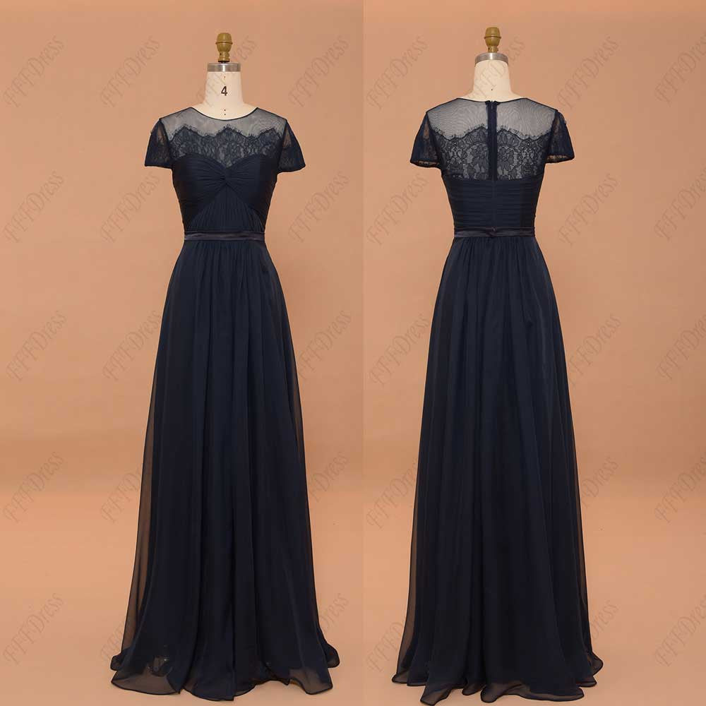 navy blue modest bridesmaid dresses