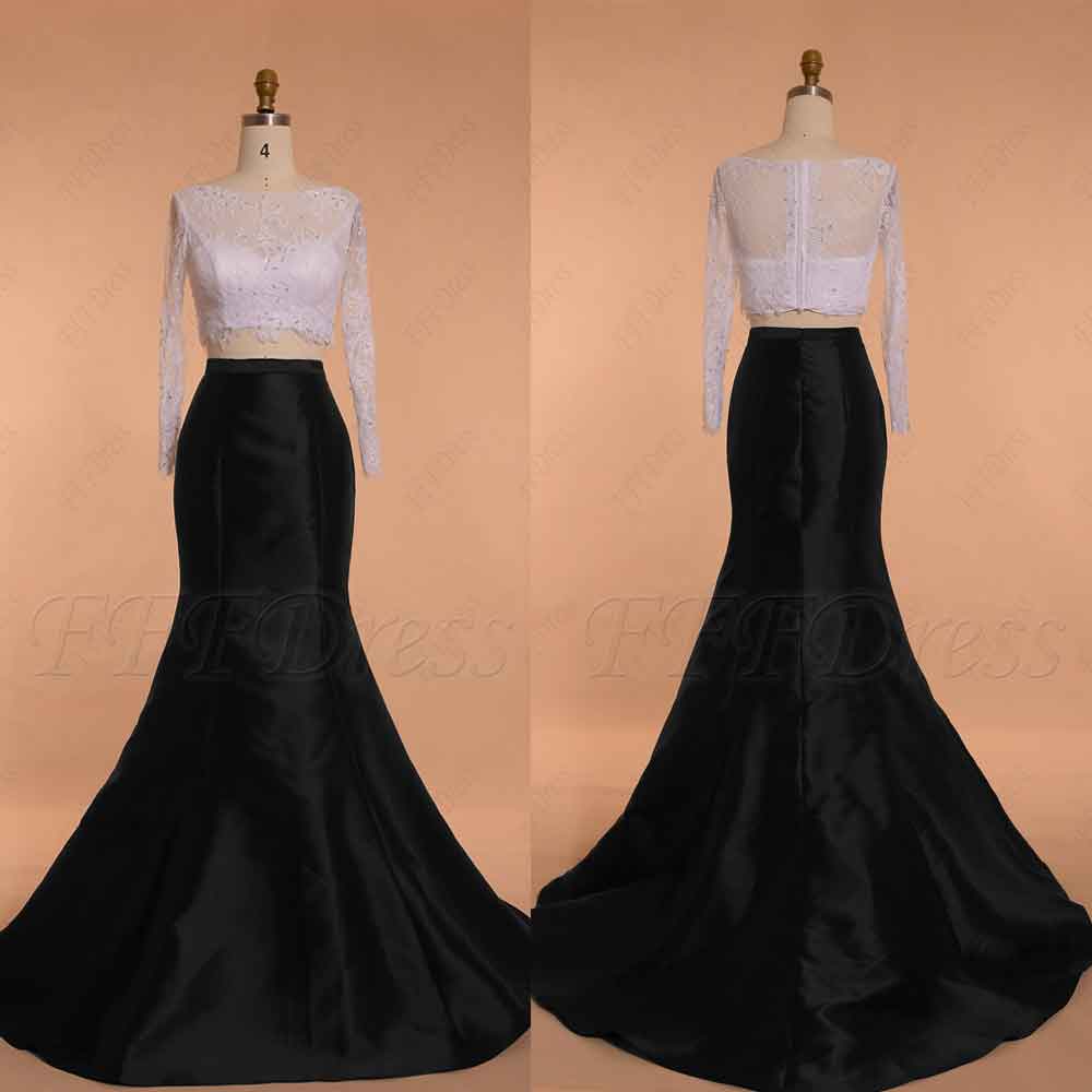 black two piece mermaid prom dress