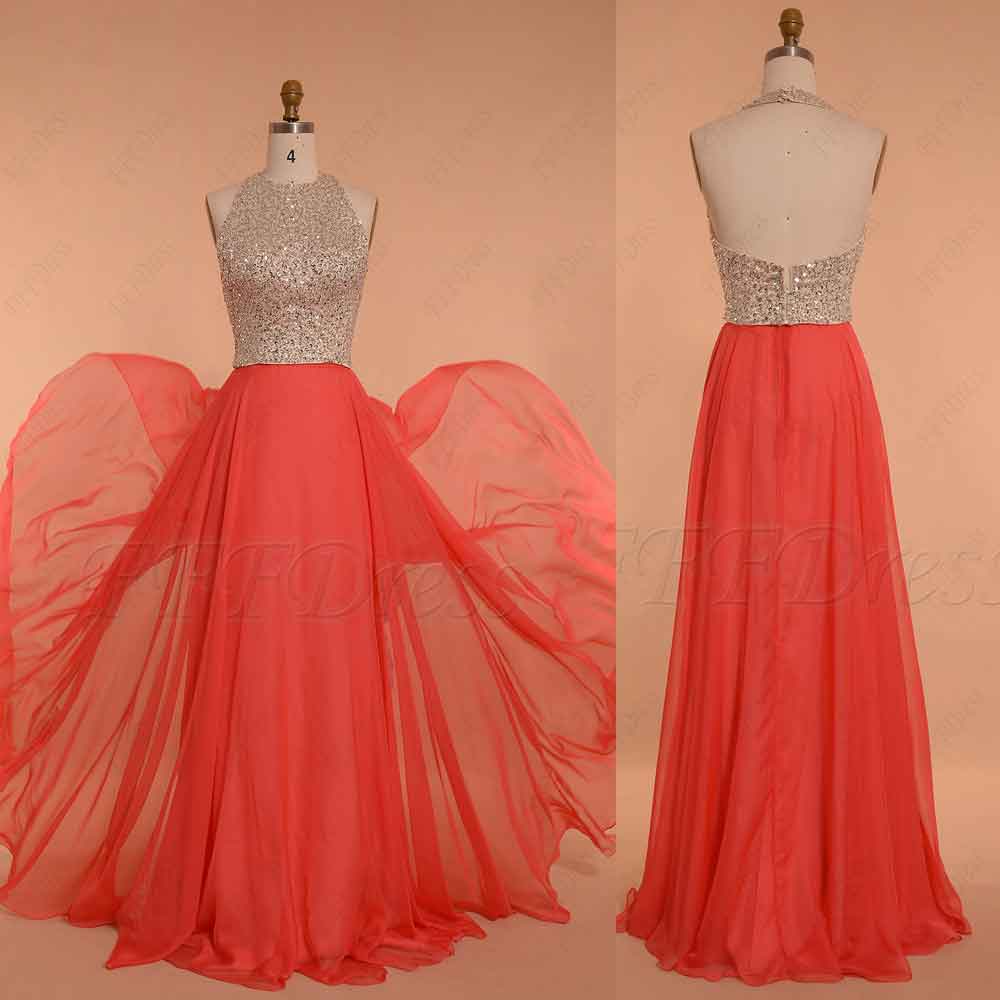 coral prom dresses long