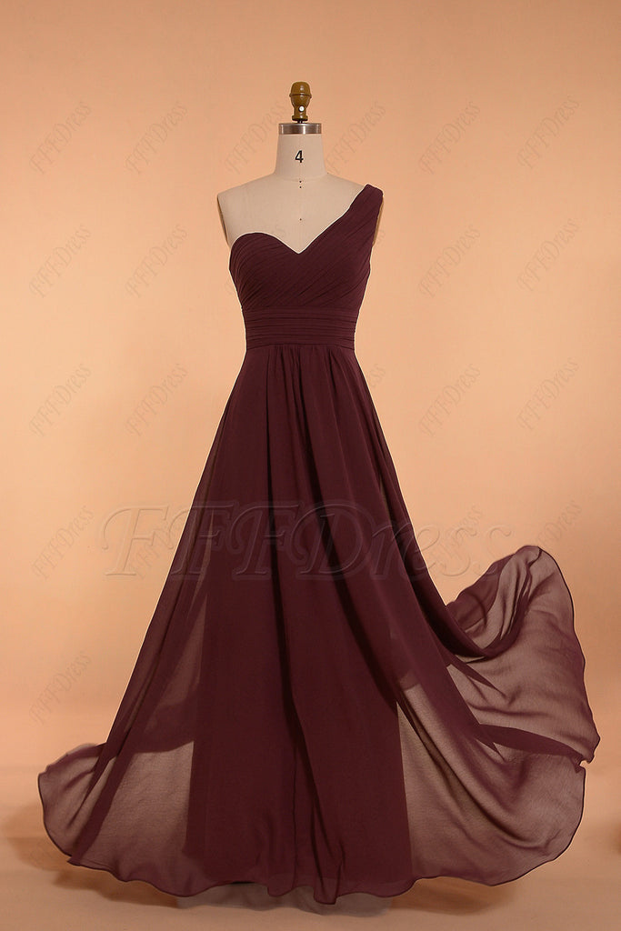 One Shoulder burgundy bridesmaid dresses – MyPromDress