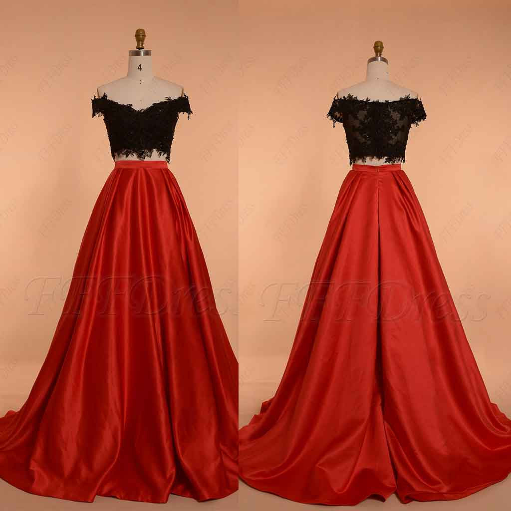 red and black gown with sleeves