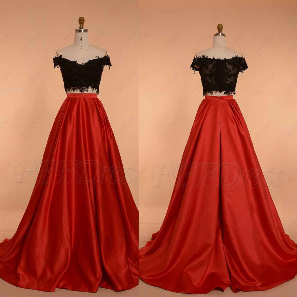 red black ball gown