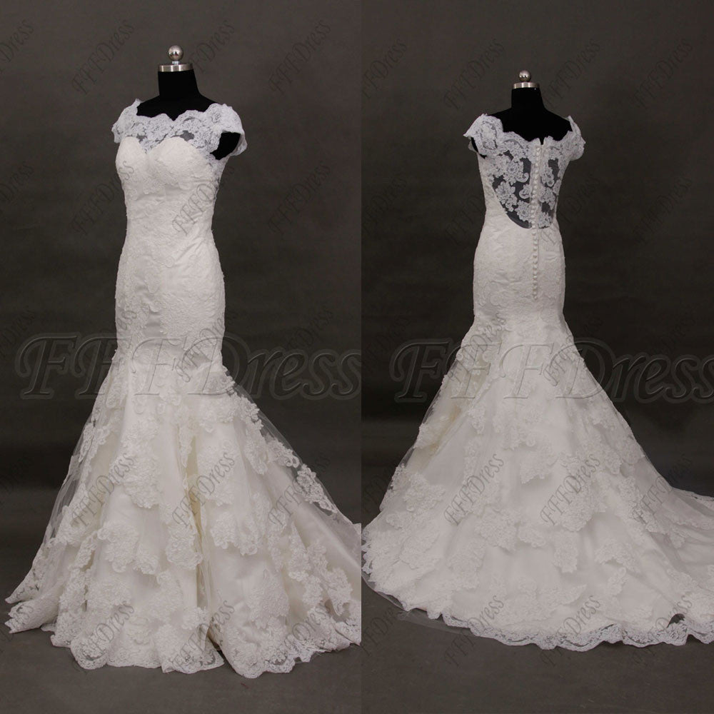 lace bateau neckline wedding dress