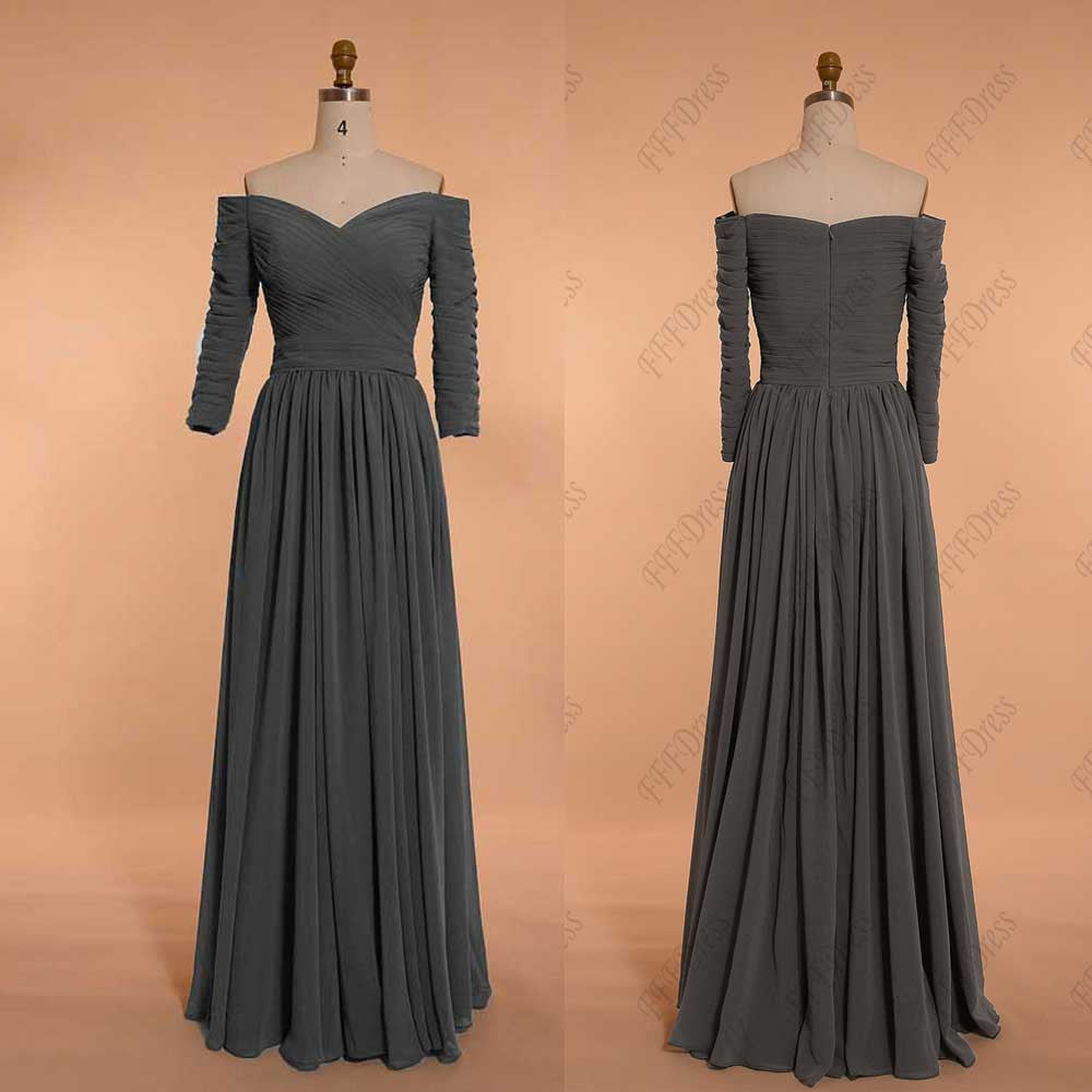 charcoal grey evening dress