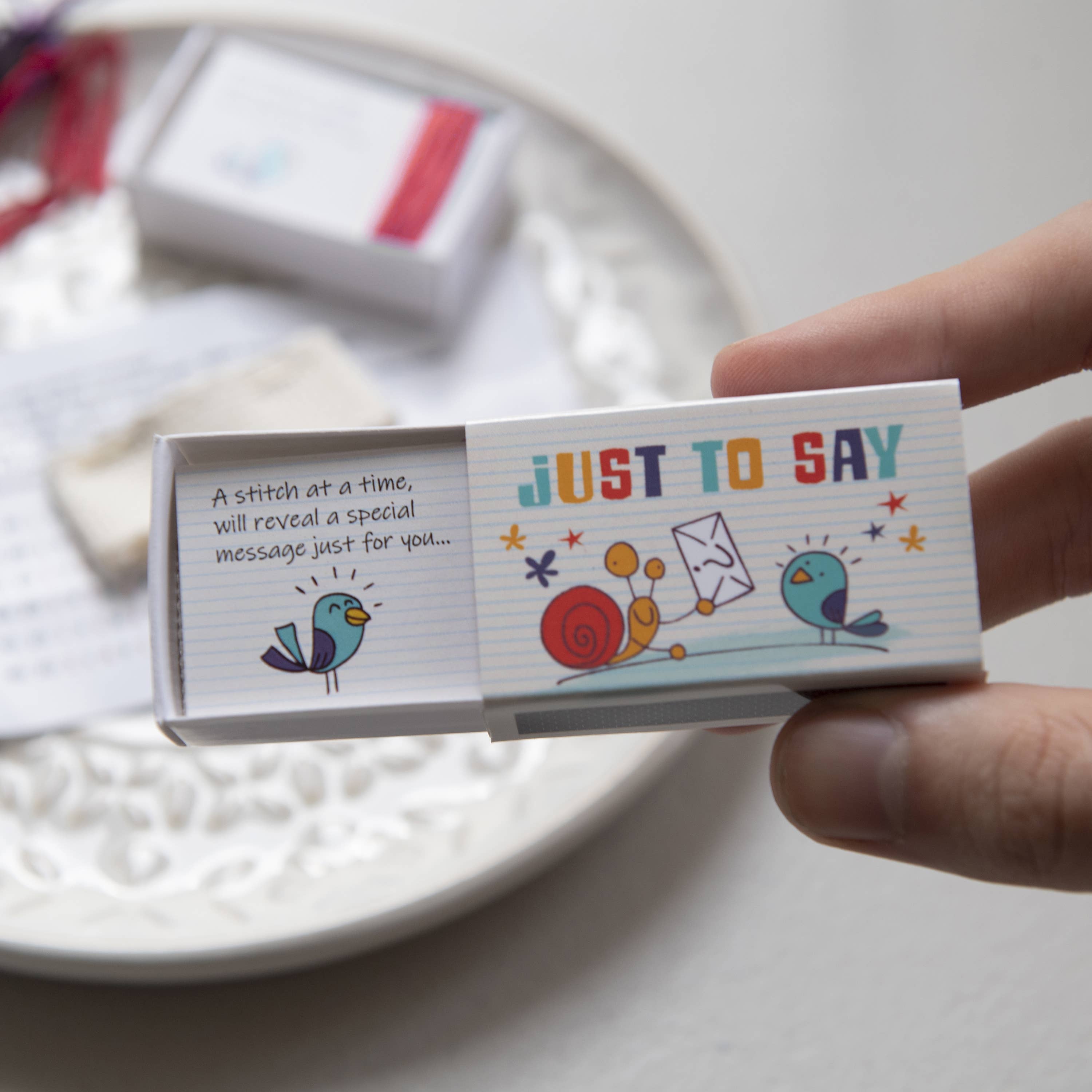 'Call Me' Cross Stitch Secret Message In A Matchbox