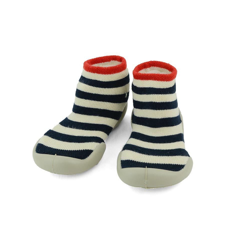 skak Problemer Pol Collegien - Slipper Socks - Navy Stripe - Made in France | Mapamundi Kids