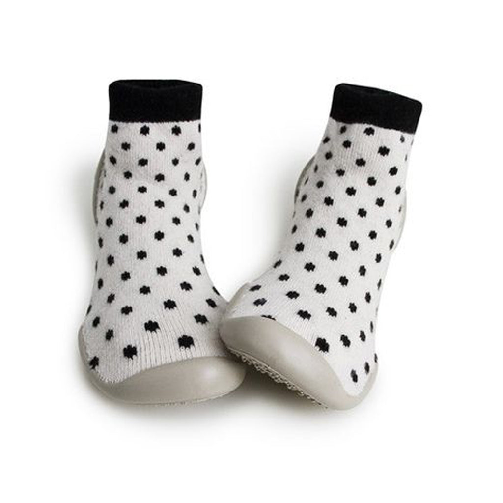 black and white polka dot slippers