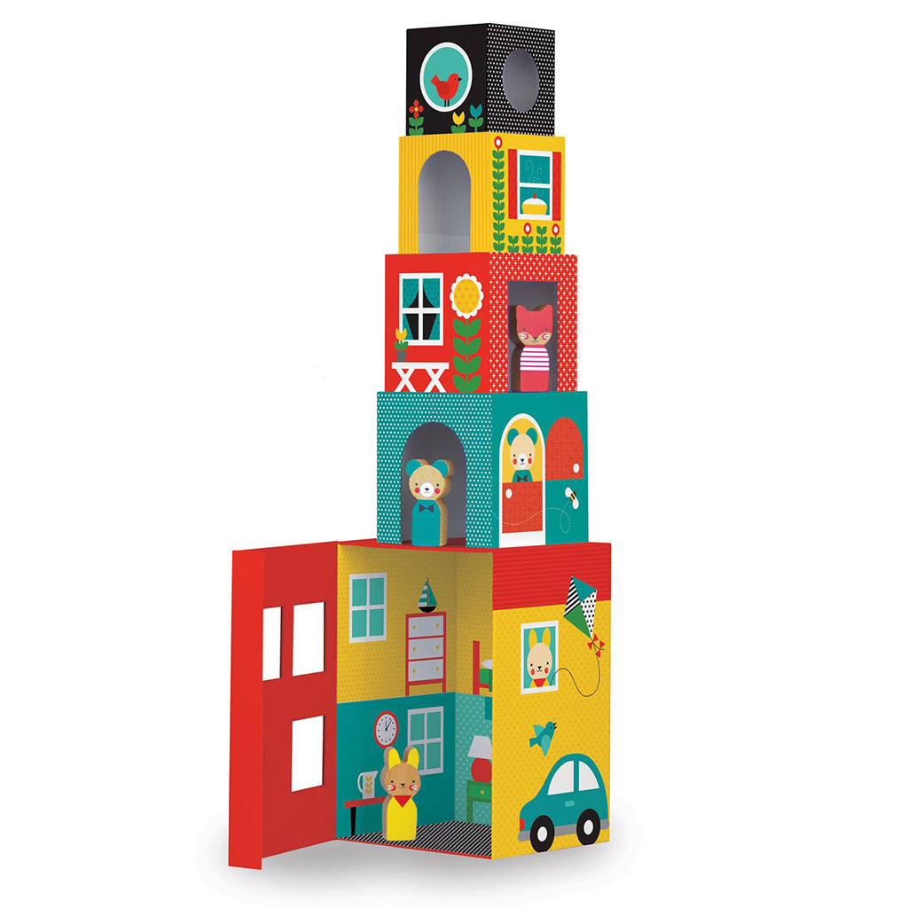 Petit Collage - Peek-A-Boo House Stacking Blocks Play Set | Mapamundi Kids