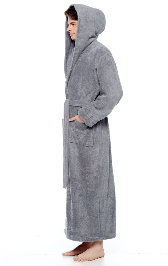 Men's Cotton Thick Hooded'n Full Long Bathrobe – Arus Bathrobes and ...