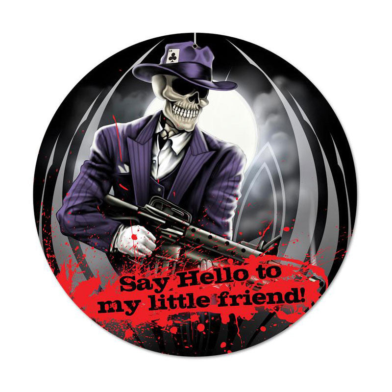 Skull Gangster Metal Sign Wall Decor 14 x 14