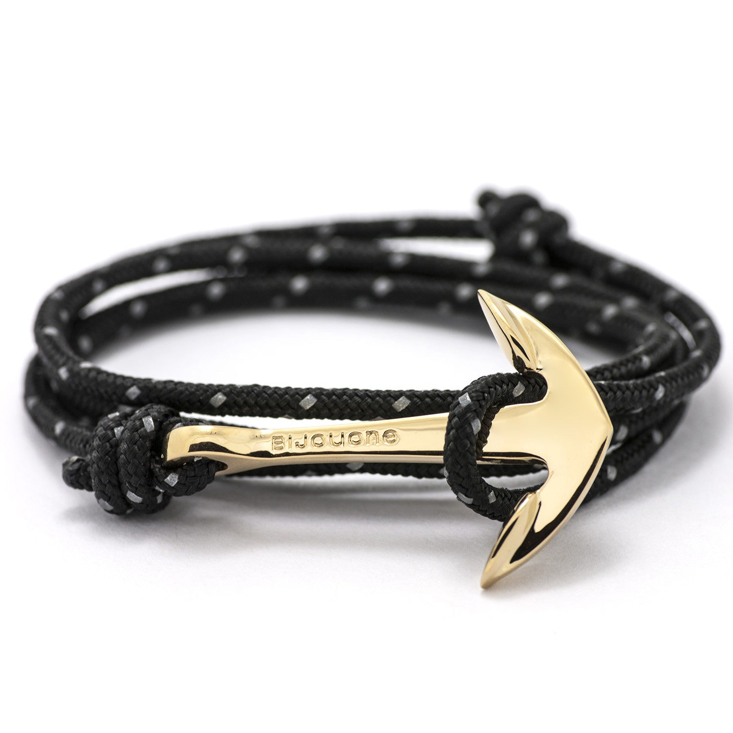 Silver Anchor Navy Rope Warp Bracelet | Miansai Style - BIJOUONE