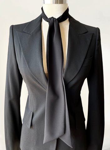 Unisex Black Skinny Scarf Necktie for Men and Women