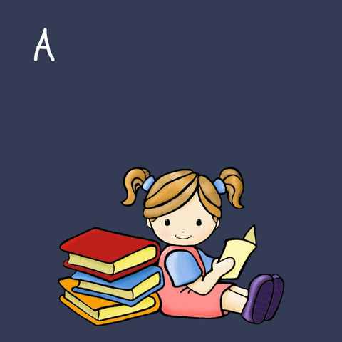 baby reading book gif