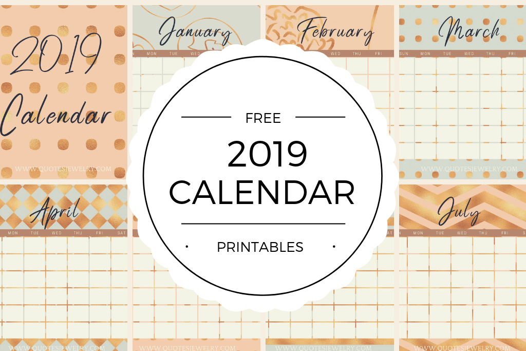 Quan Jewelry Free Printable 2019 Monthly Planner Calendar