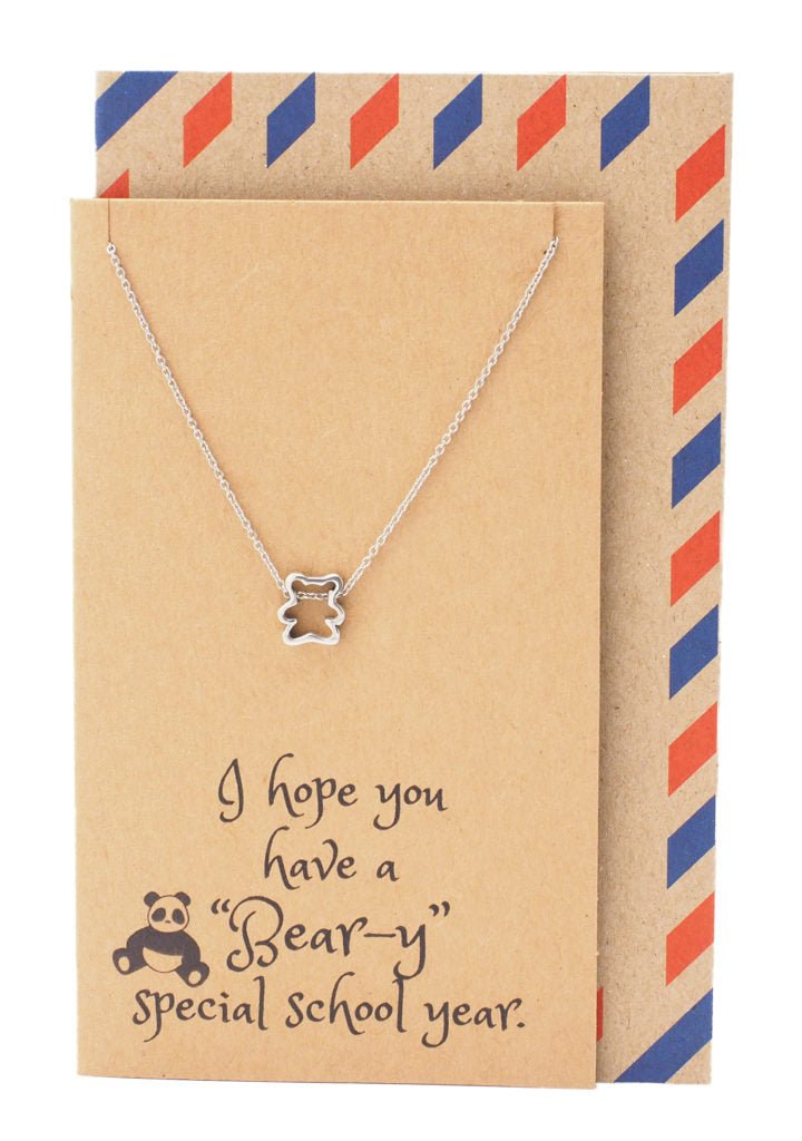 Madison Back To School Necklace With A Cute Bear Pendant Quan Jewelry