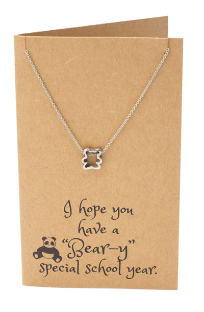 Madison Back To School Necklace With A Cute Bear Pendant Quan Jewelry