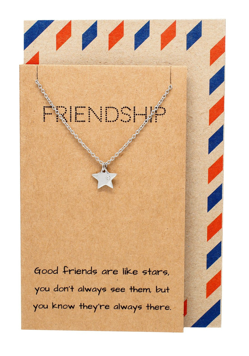 Ria Best Friend Necklaces with Star Pendant and Friendship Quote