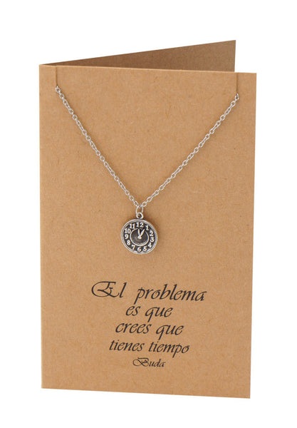 Ines Clock Necklace Inspirational Jewelry Spanish Buddha 
