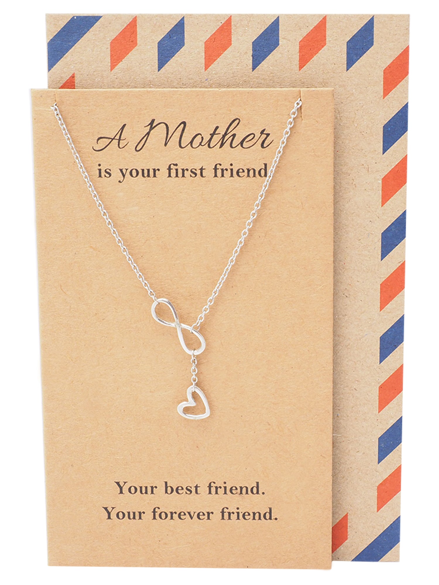 Lorna Infinity Heart Lariat Mothers Necklace, Mothers Day Jewelr