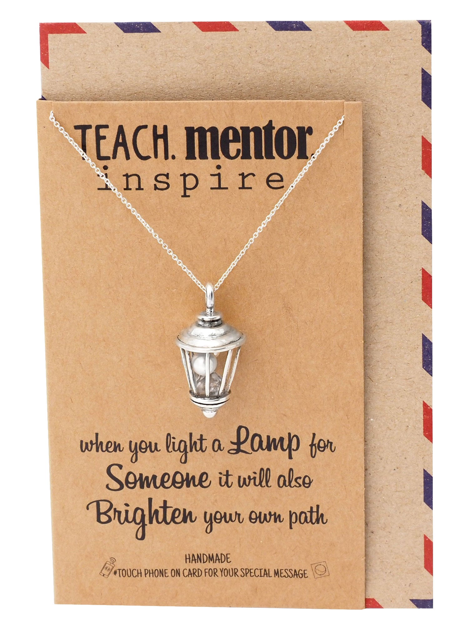 Anneli Lamp Necklace, Teach Mentor Inspire, For Women With Inspirational Quotes - Quan