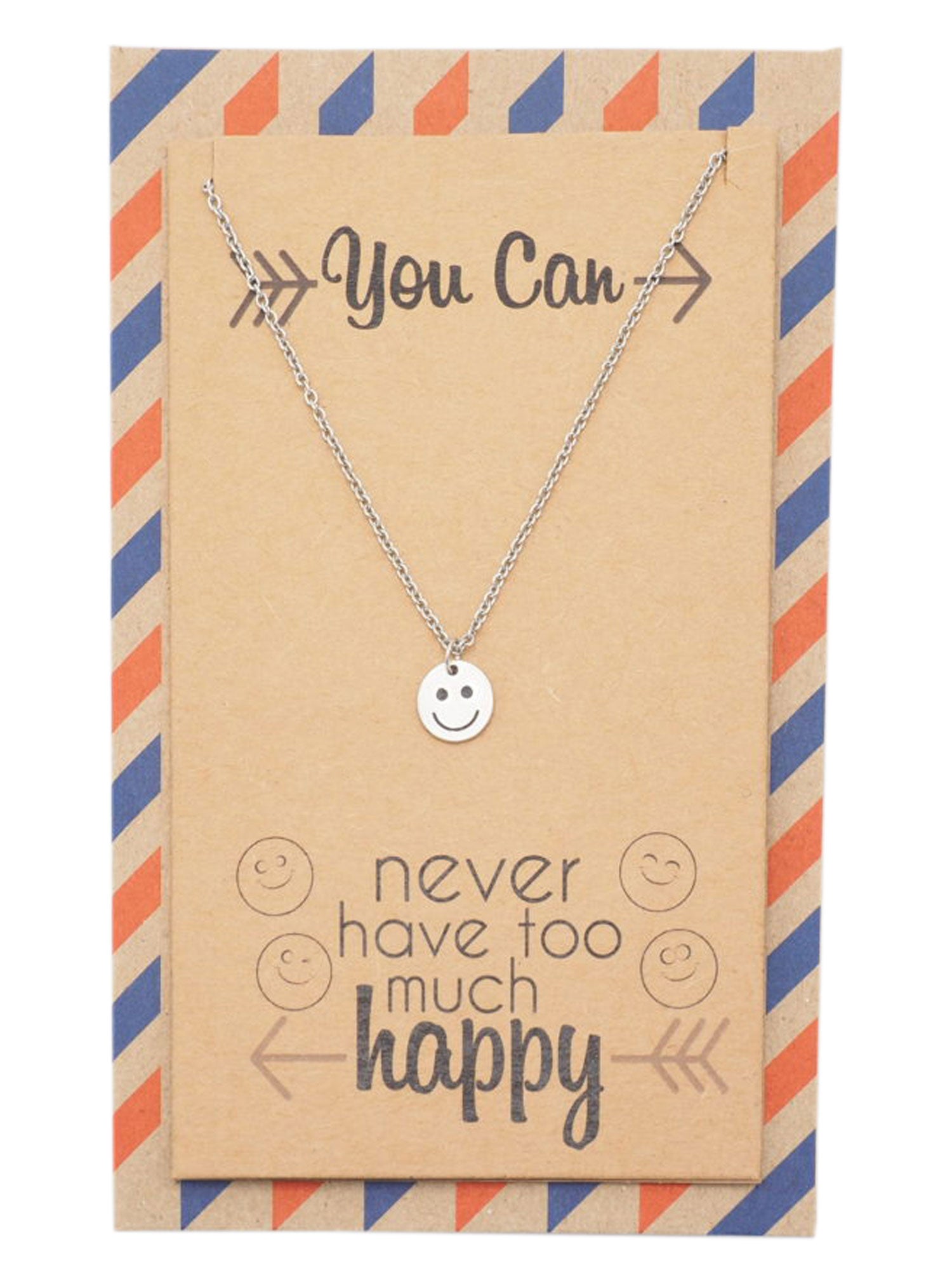 Kelsey "You Can Never Have Too Much Happy" Necklace, Inspirational Gifts for Women