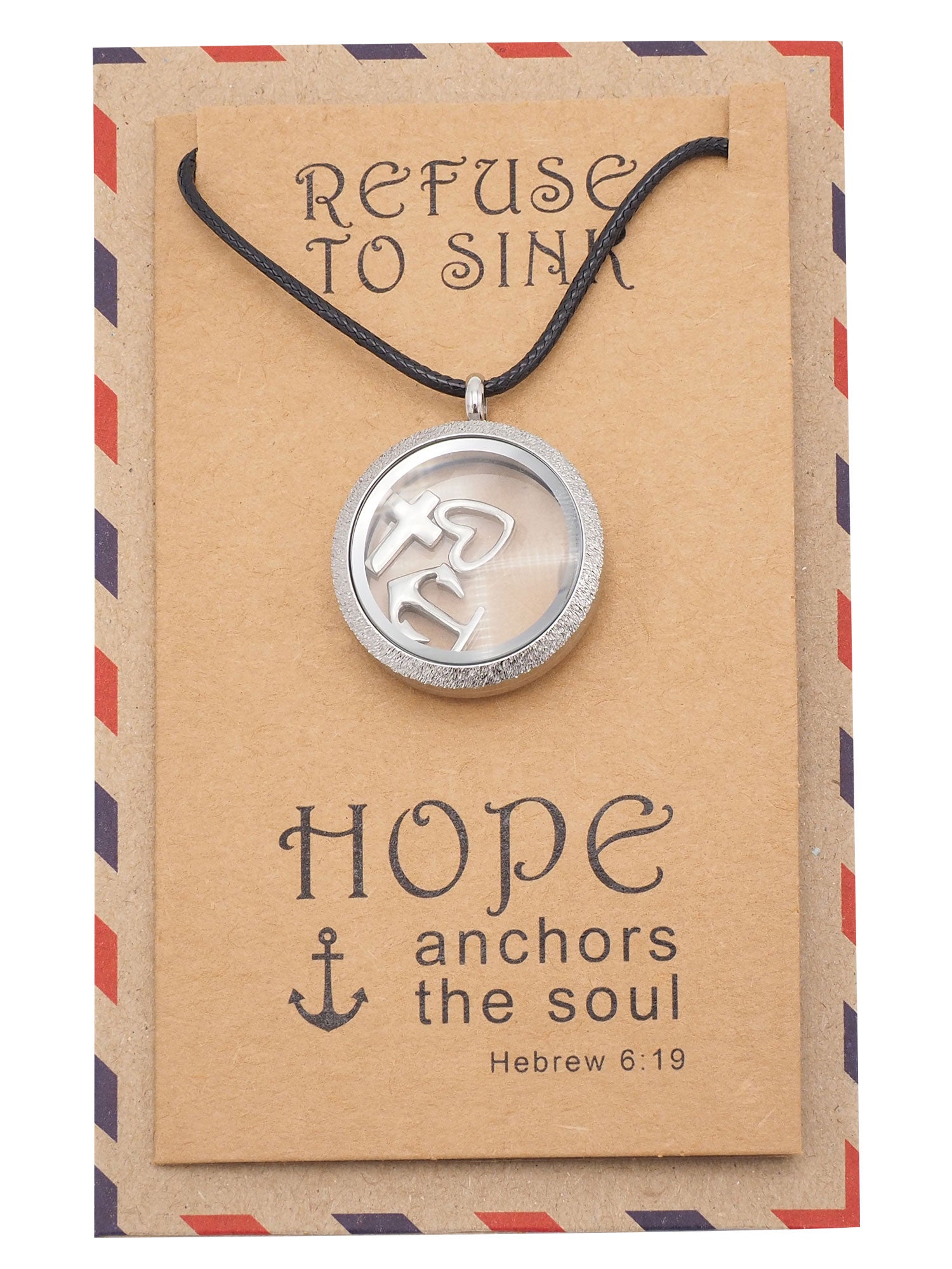 Roslyn Anchor Locket Necklace with Anchor, Cross, and Heart Charms, Christian Jewelry, Sympathy Gift