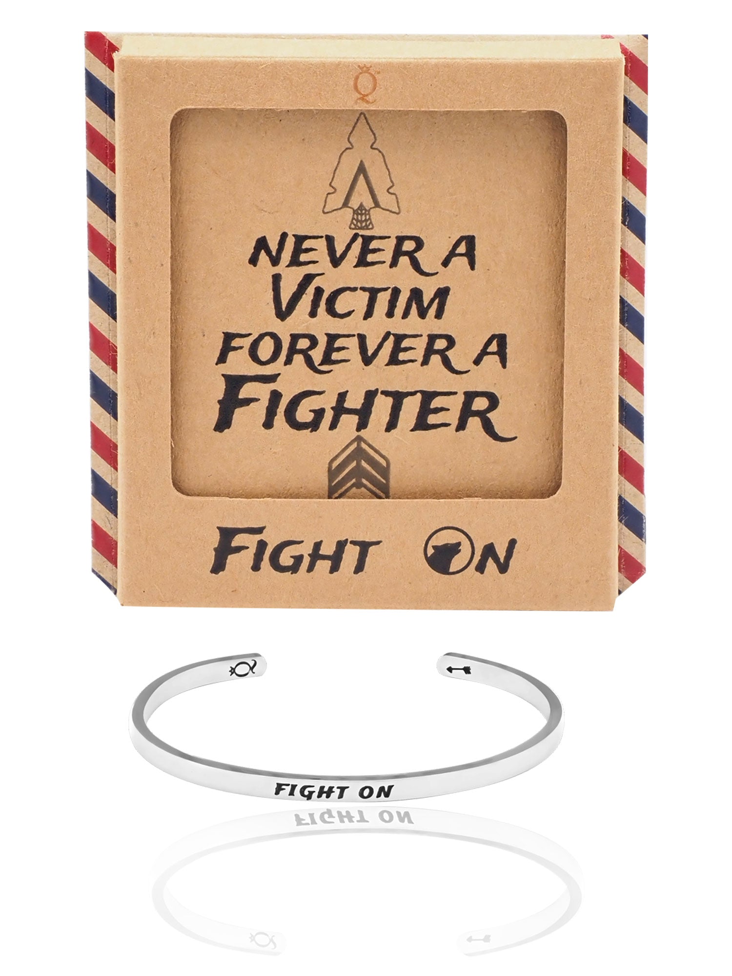 Lyra Fight On Wolf Cuff Bracelet, Inspirational Jewelry Quote and Greeting Card