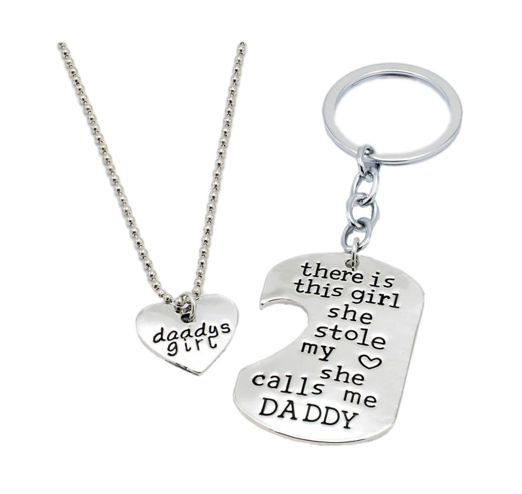 Dominic Father Daughter Personalized Keychain & Heart Necklace