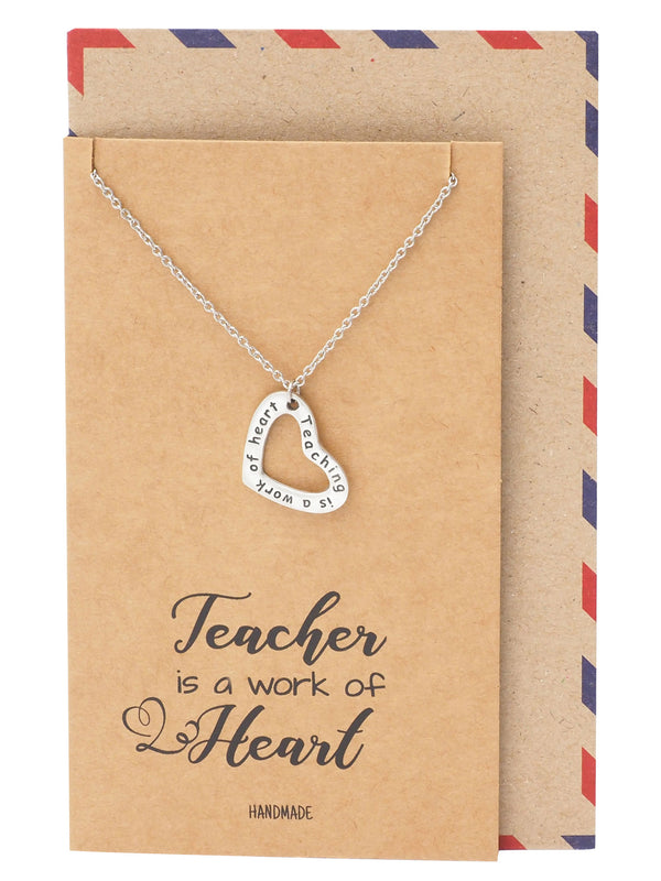Mercia Heart Shaped Pendant Necklace - Thank You Teacher Heart Necklace ...