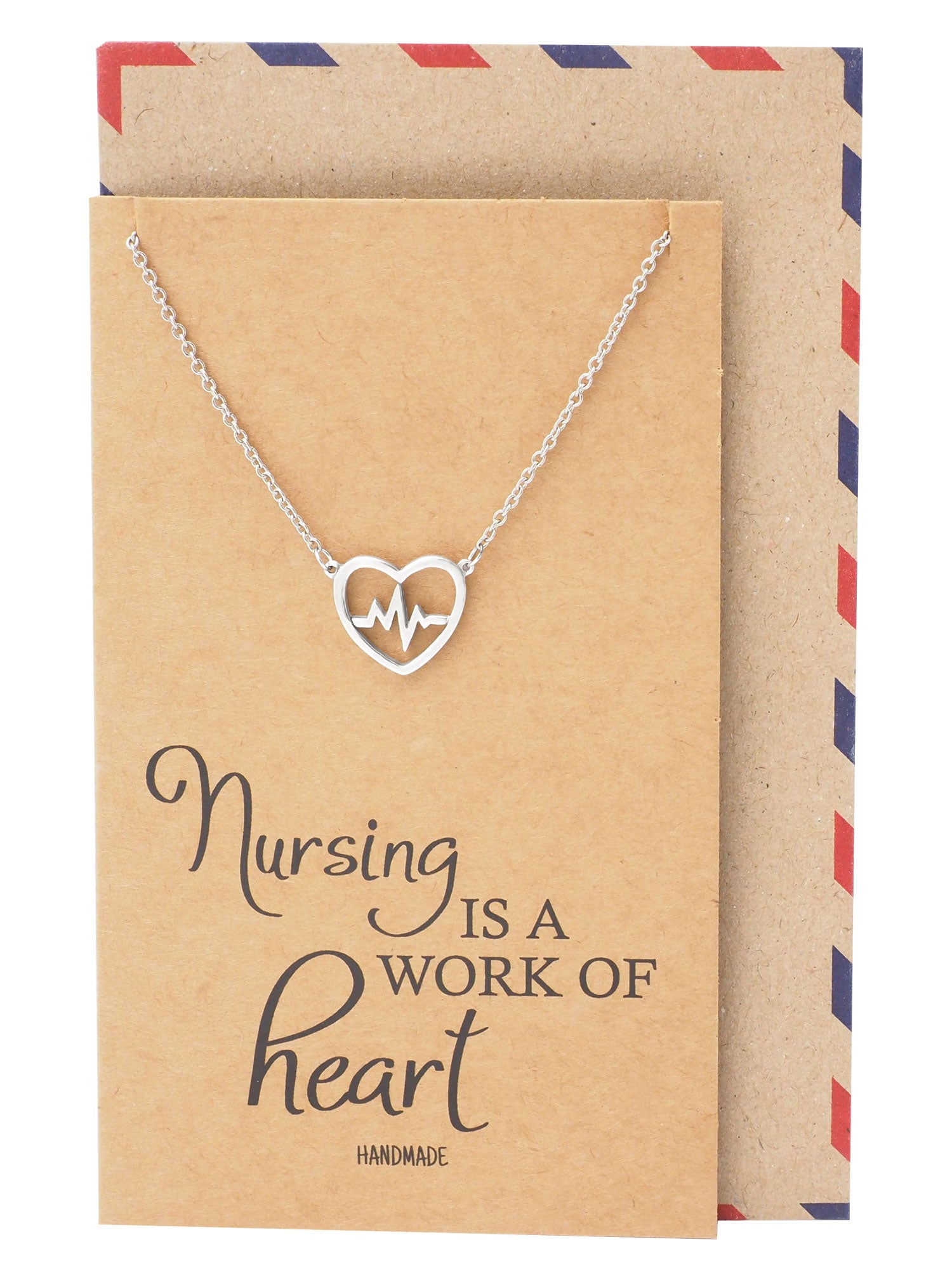 Kyla EKG in Heart Pendant Necklace Best Gift for Nurses