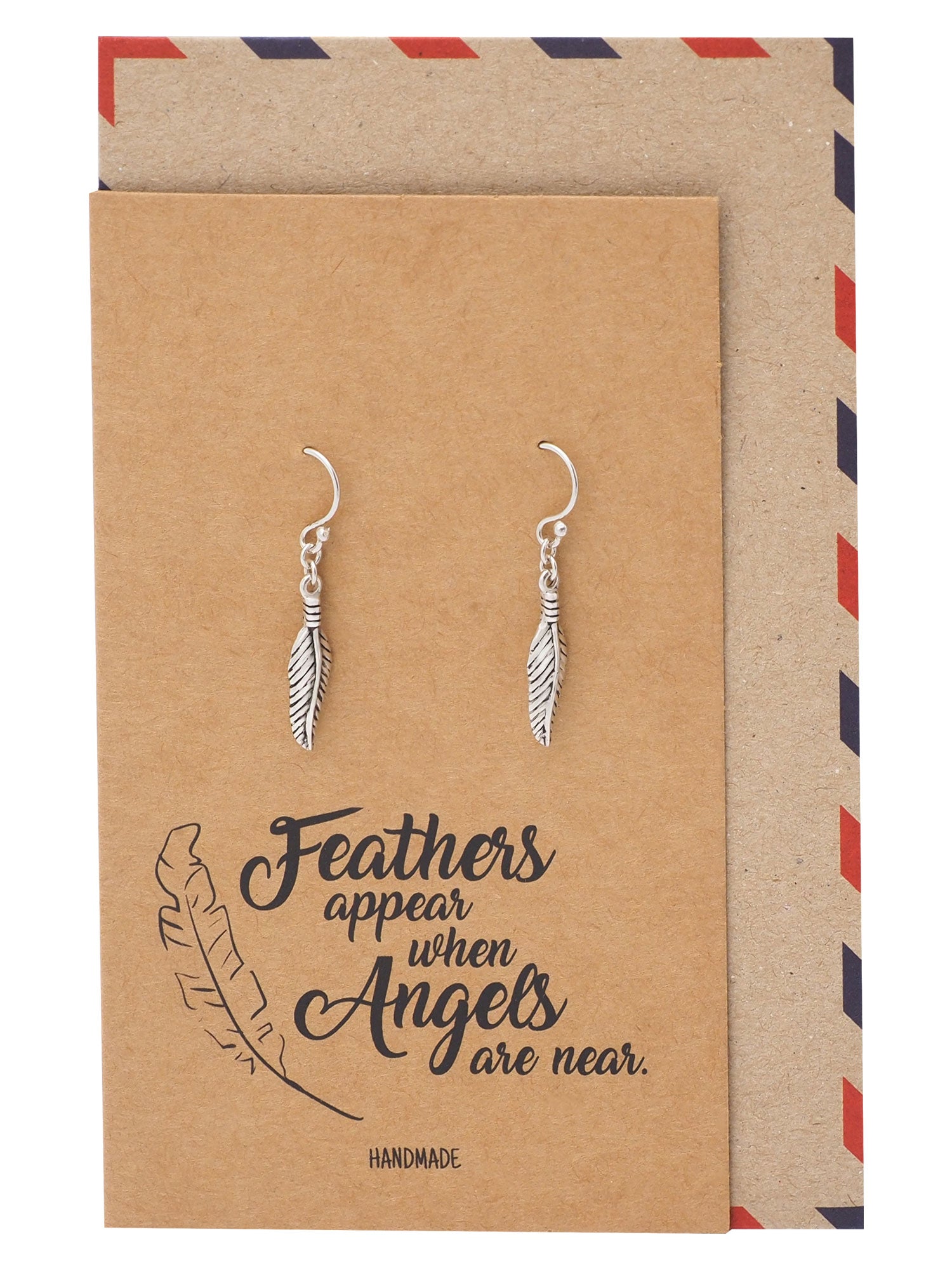 Sarah Hoop Feather Earrings, 925 Sterling Silver