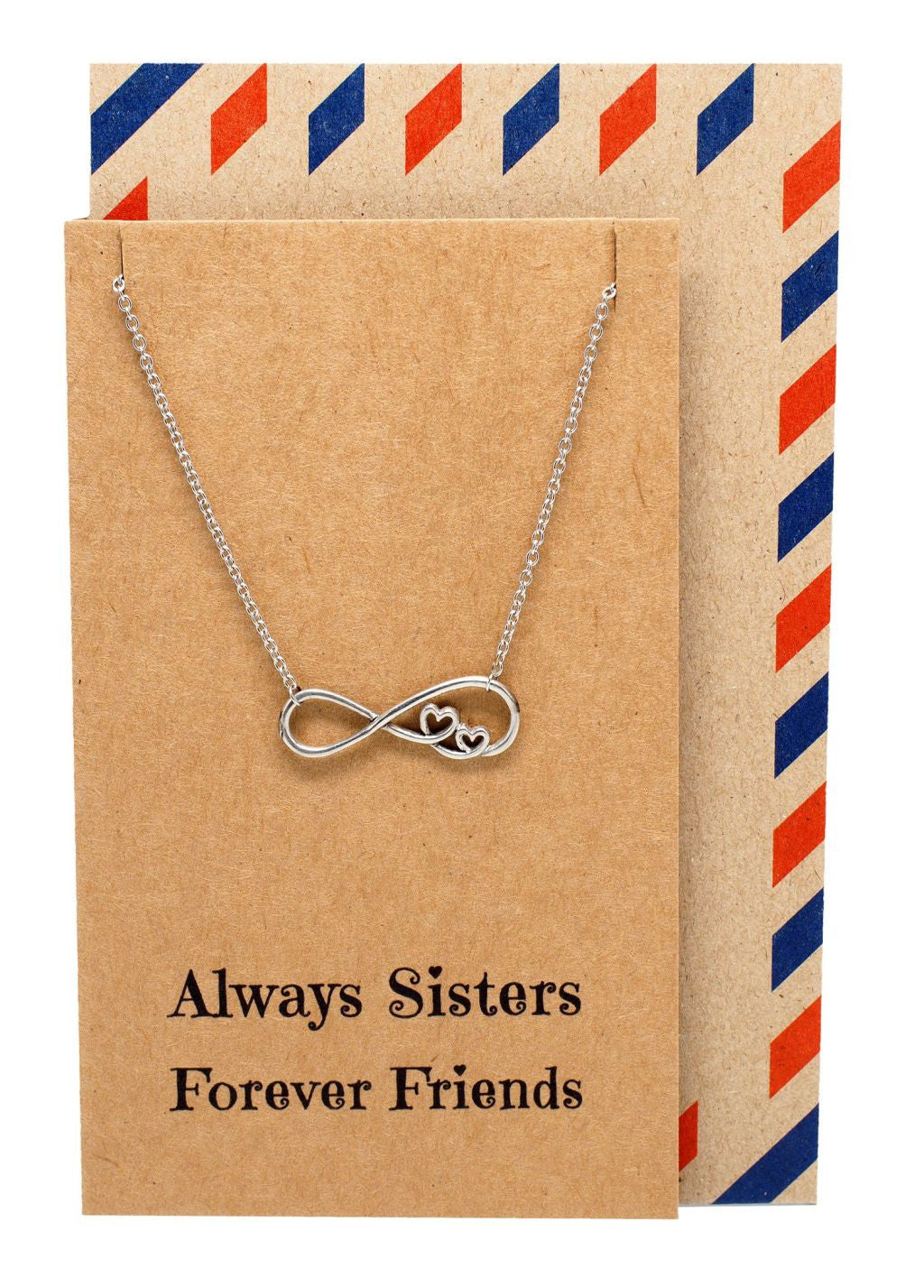 Chelsea Infinity Necklace, Sister Jewelry with Sister Quotes Greeting Card