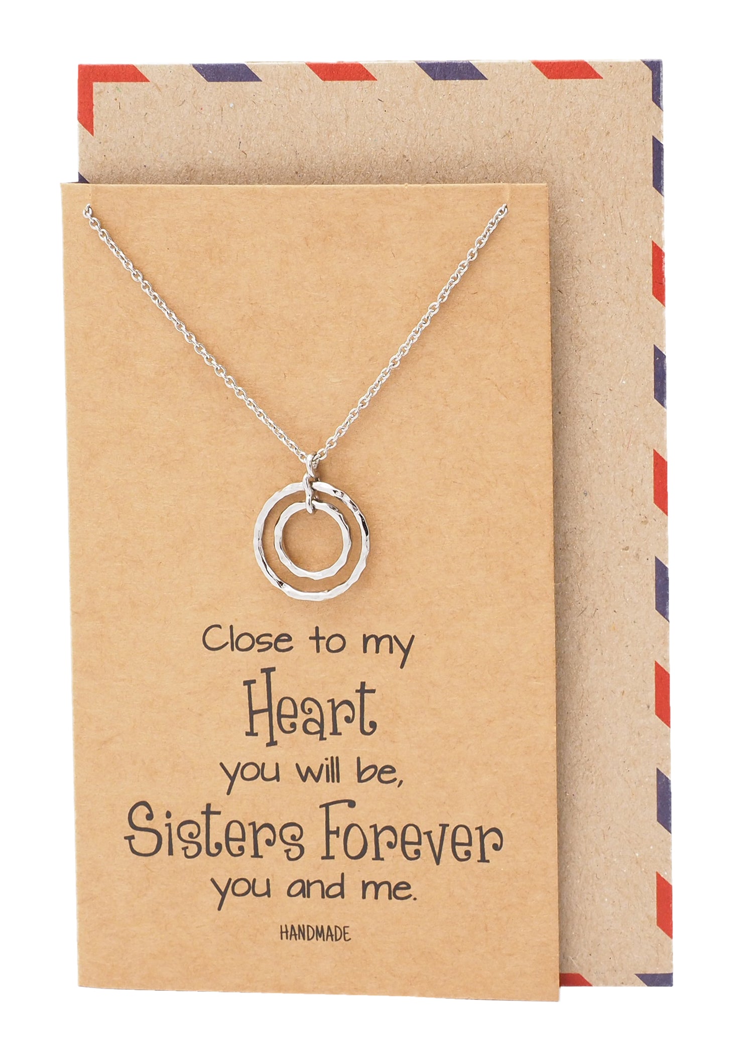 Moira Soul Sisters with 2 Rings Pendant Necklace Inspirational Quote on a Greeting Card