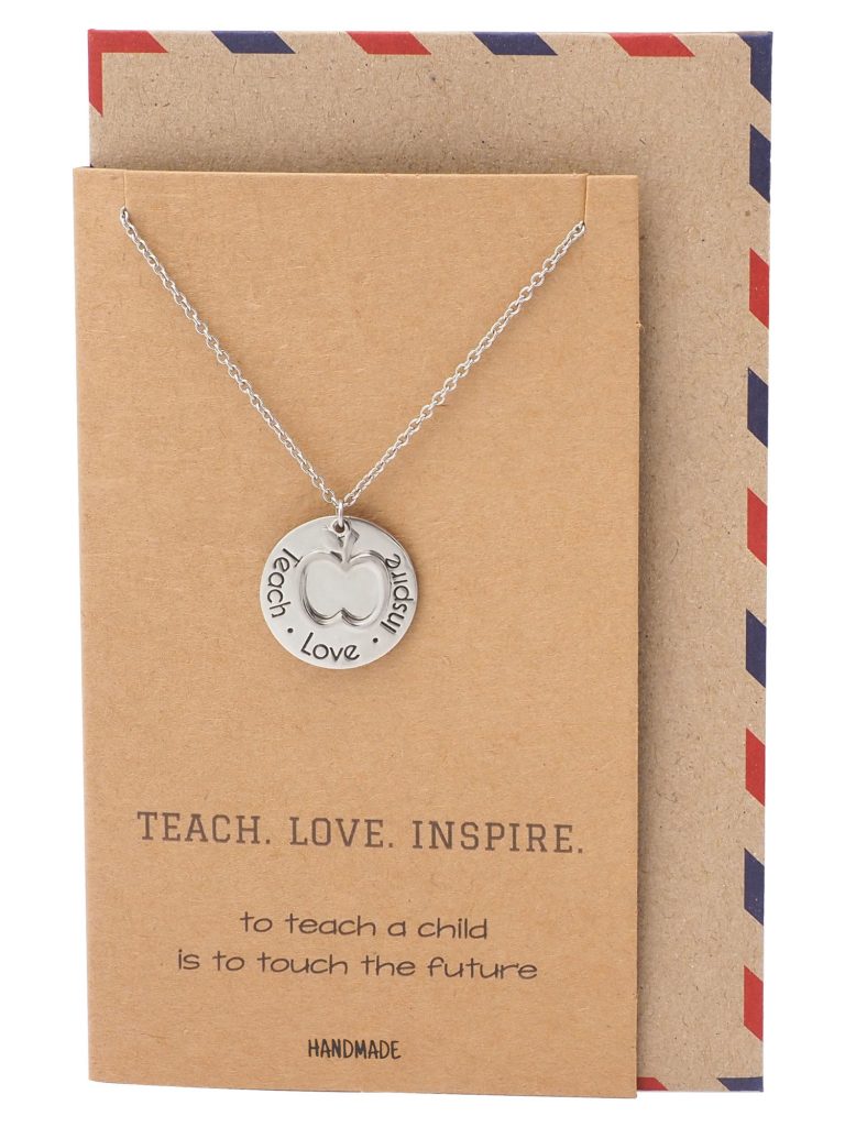 Elise Gifts for Teachers - Teach, Love, Inspire Necklace and Greeting Card