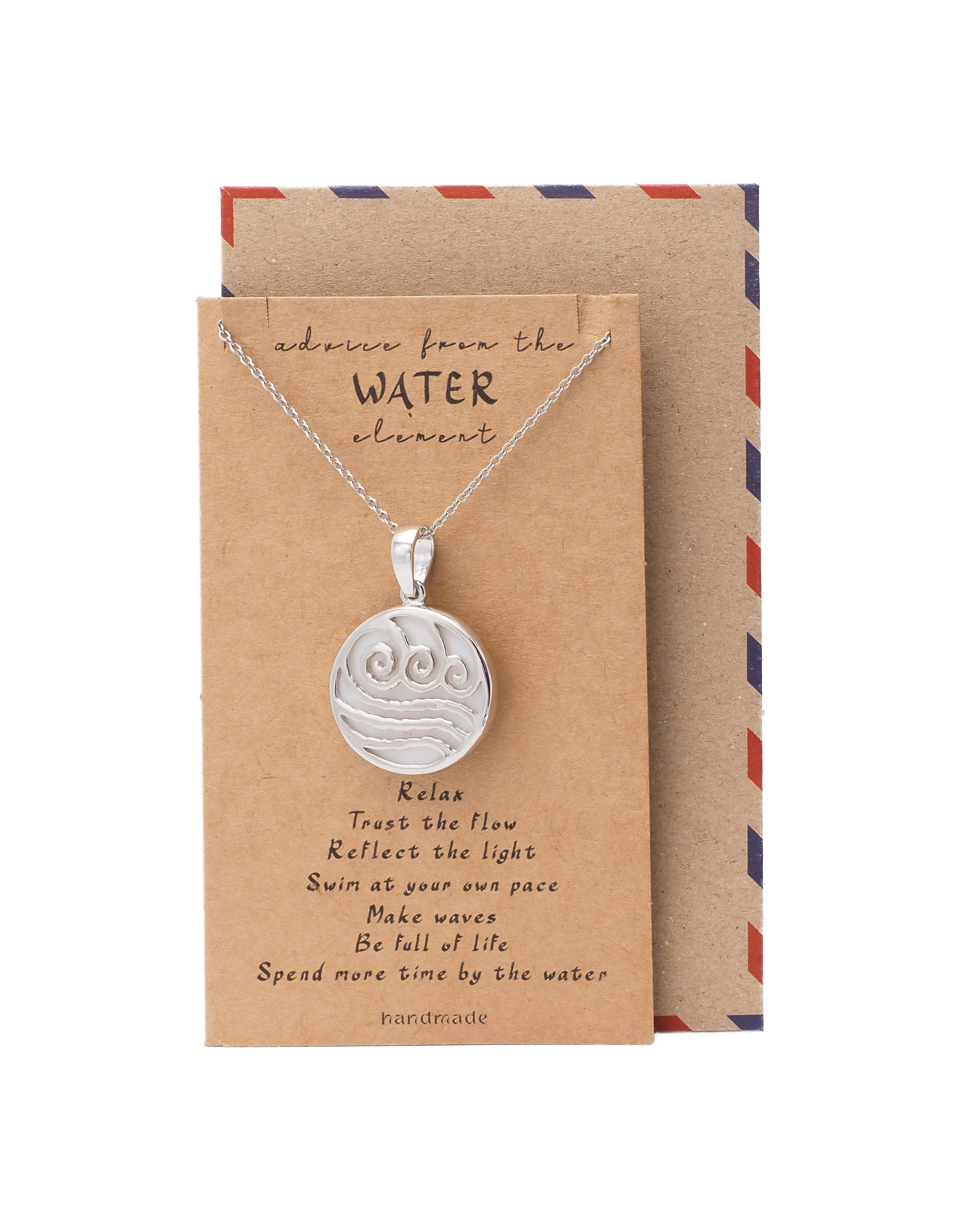 Kaimana Waves Beach Necklace, Gifts for Surfer with Handmade Inspirational Greeting Card