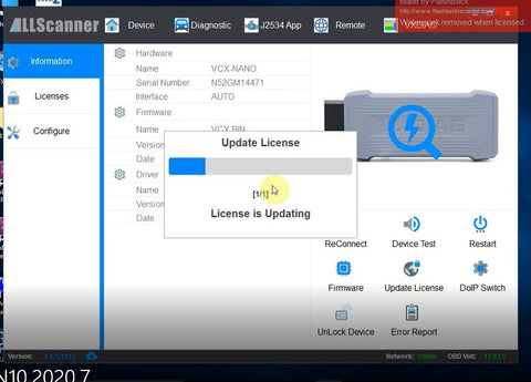 click [Update License] to update the License