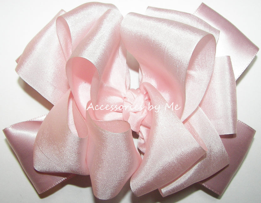 Blush Pink Silk Satin Hair Bow