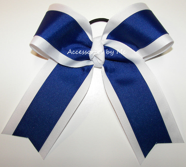 delikat bekendtskab Tante Blue White Ponytail Bow, Blue White Cheer Bow, Cheap Cheerleader Bows –  Accessories by Me, LLC