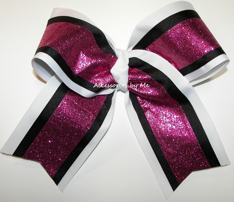 Sparkly Pink Cheer Bow, Hot Pink Cheerleader Bow, 6 Inch Dance Bows ...