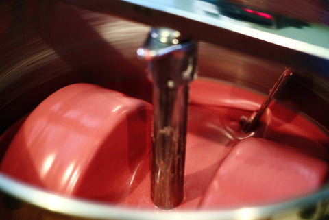 Raspberry white chocolate being refined at Soul Chocolate