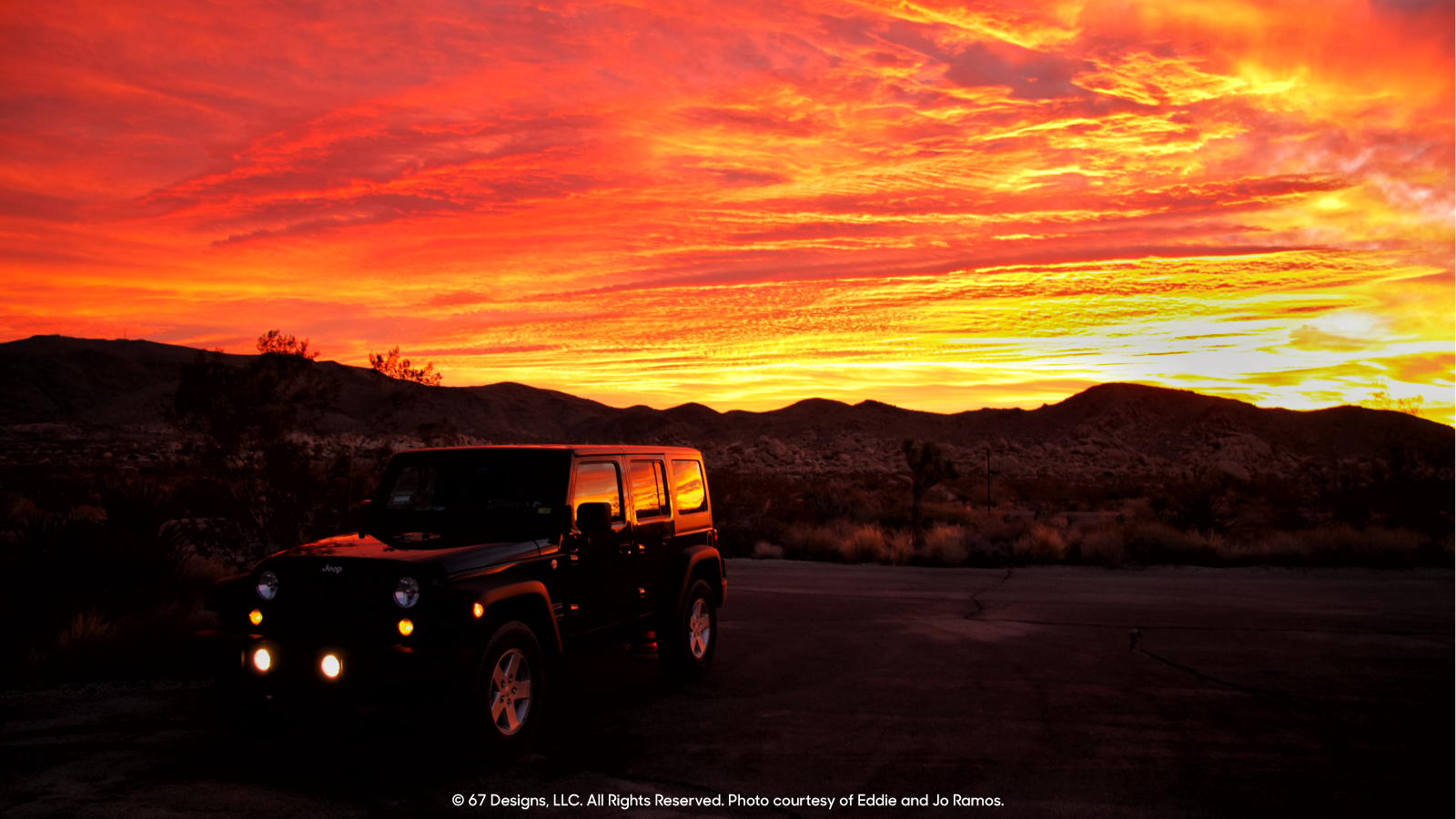 Jeep by a sunset